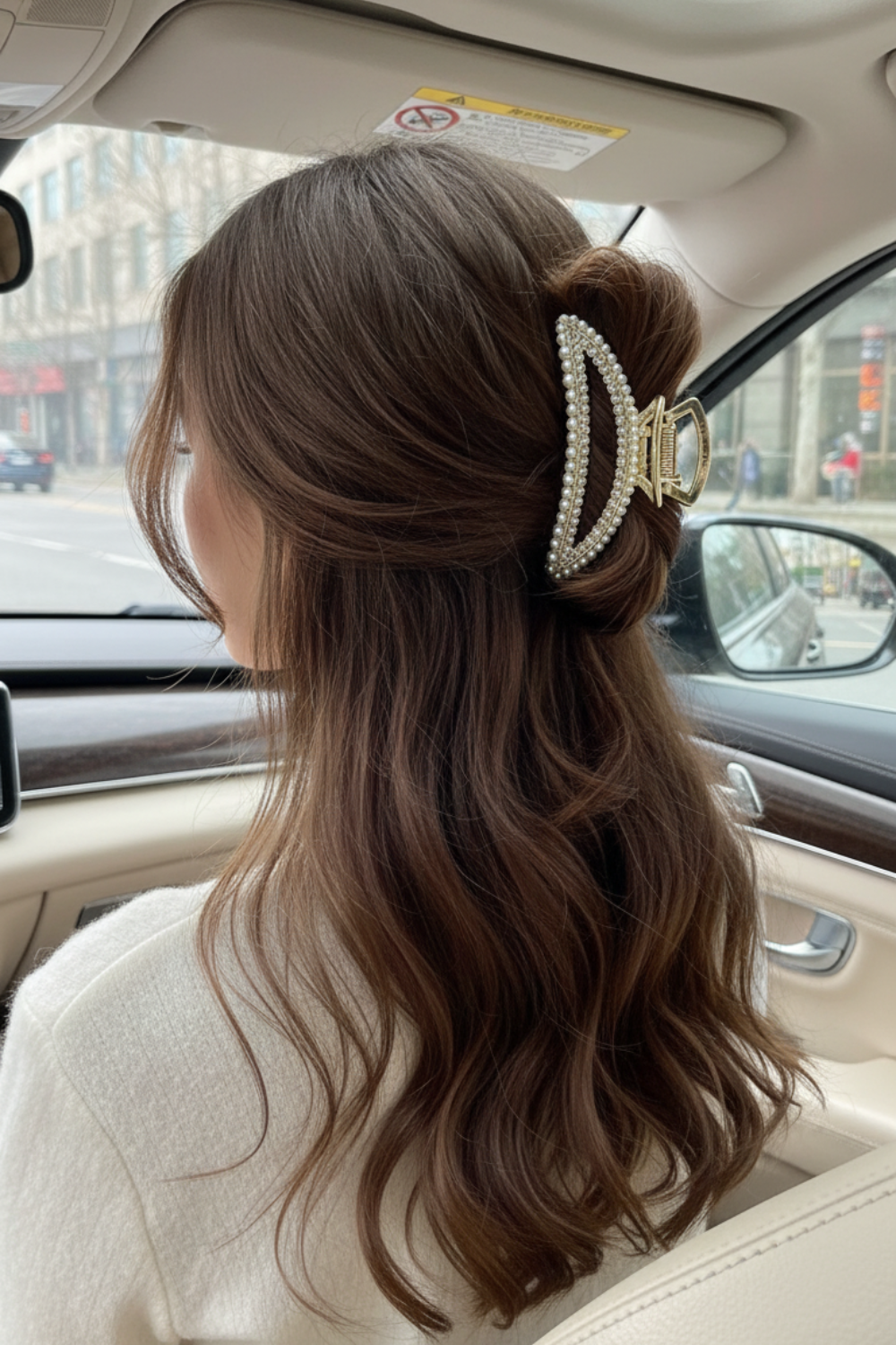 New Pearl Diamond Plate Hair Claw Clip (11 cm)