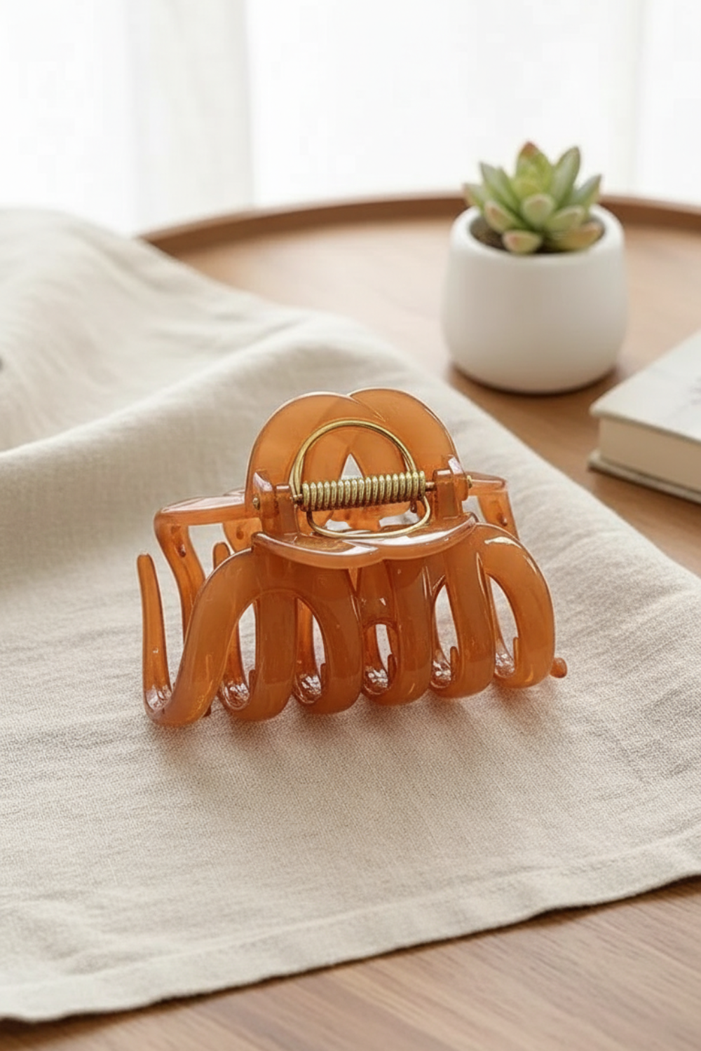 Premium Large Pumpkin Hair Claw Clip (9.5 cm)