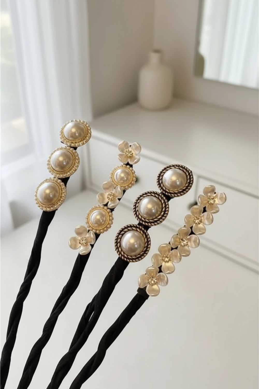 Korean Style Pearl Hair Accessories for Girls (Set 4)