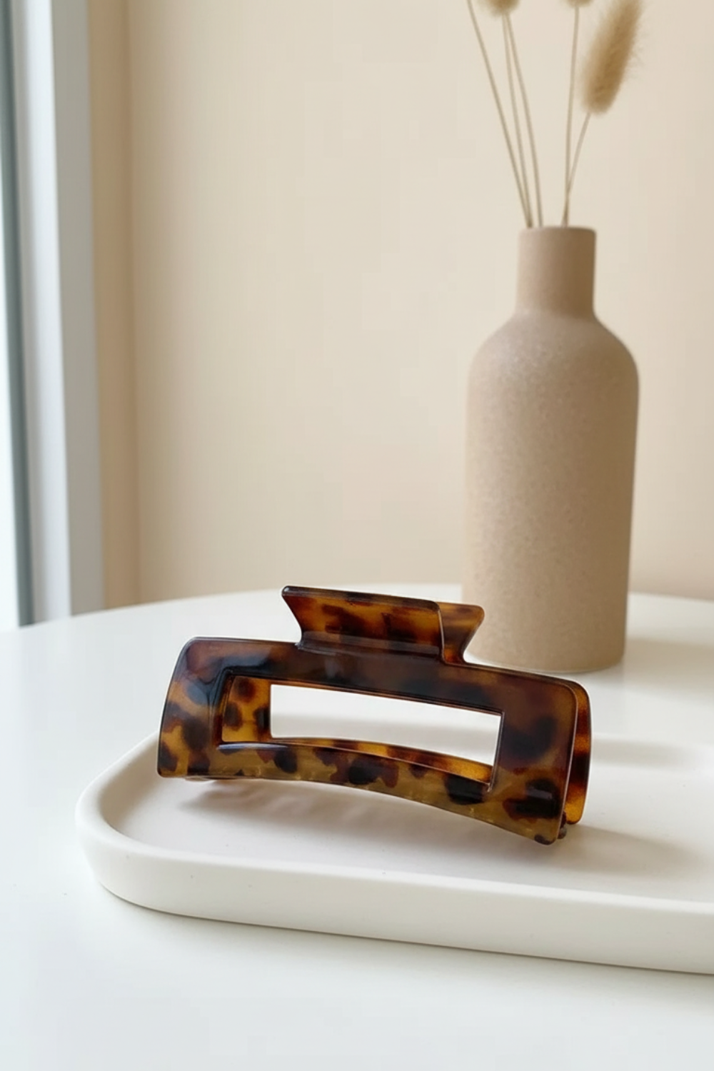 Leopard-print Large Arc Cross Square Geometric Acrylic Hair Grab Clips (6 Styles)