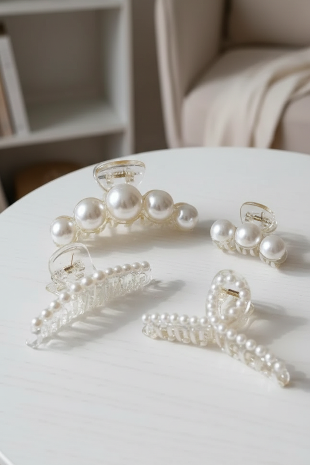 Vintage Pearl Clips Set Large Claw Clips (Set of 4)