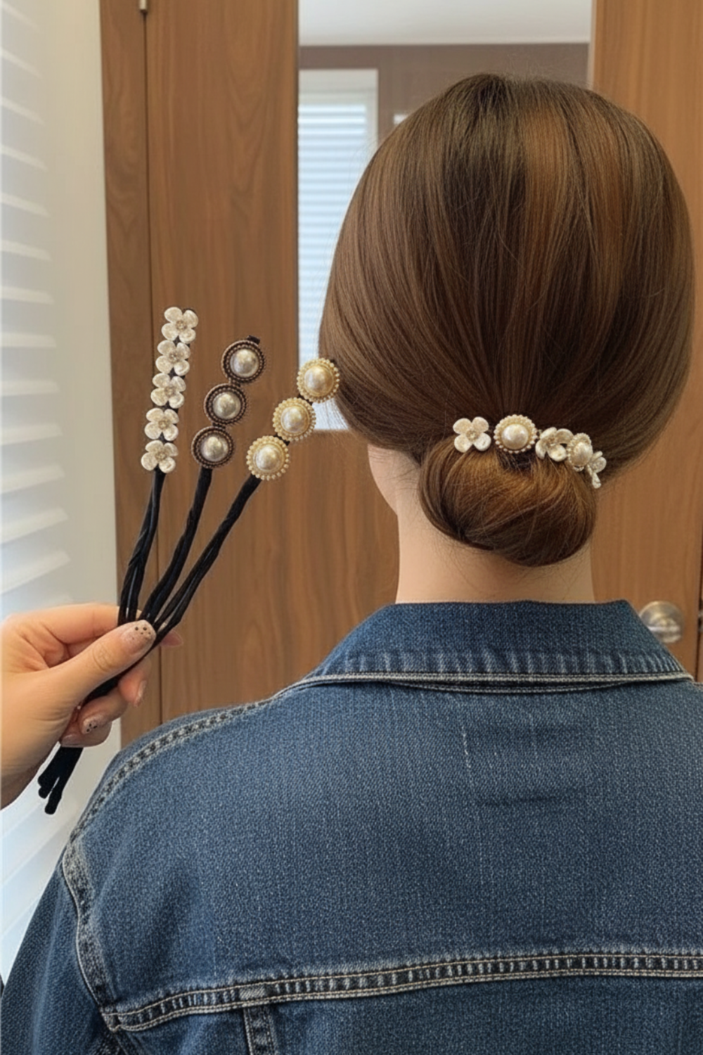 Korean Style Pearl Hair Accessories for Girls (Set 4)