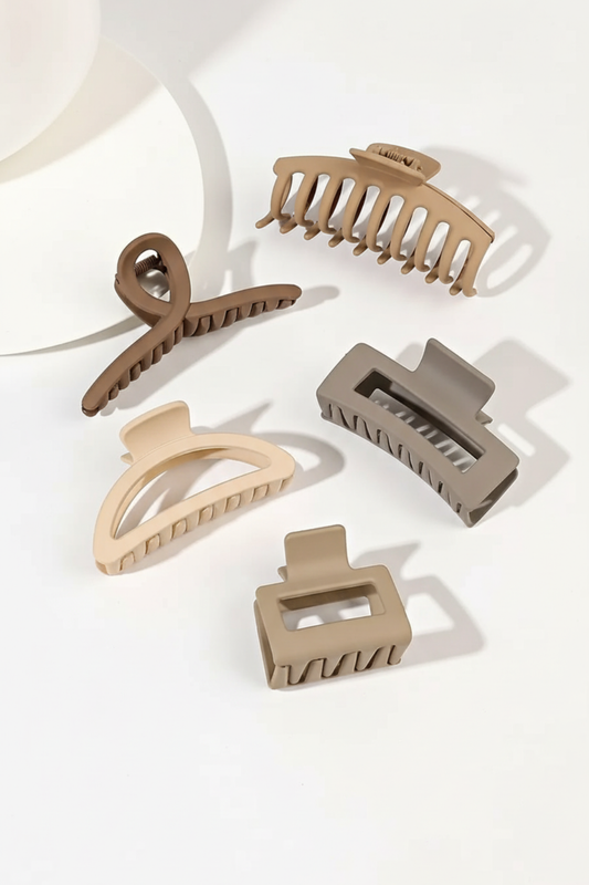 5 Pcs Big Matte Hair Claw Clips Set (Bundle)