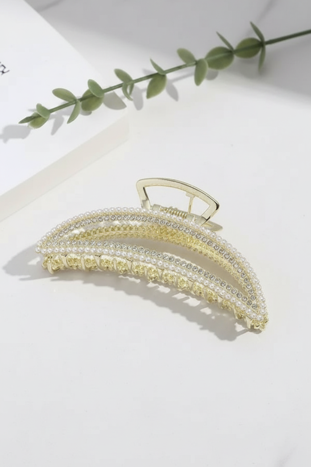 New Pearl Diamond Plate Hair Claw Clip (11 cm)