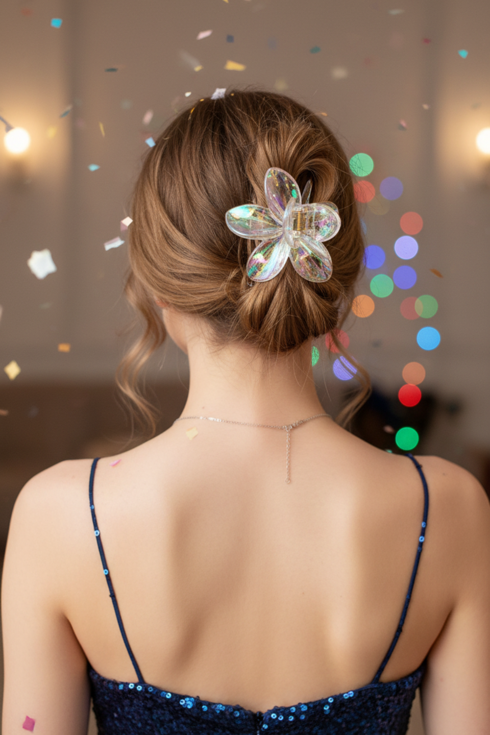 New Laser Gradient Flower Hair Claw Clips