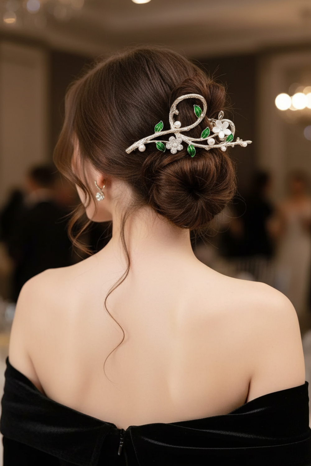 Faux Pearl Decor Flower Design Hair Claw Boho