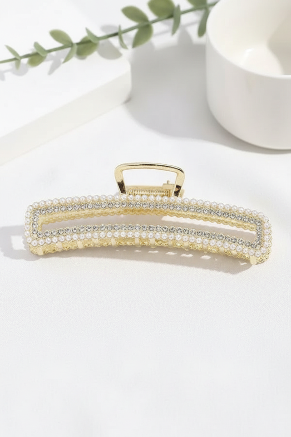 New Pearl Diamond Plate Hair Claw Clip (11 cm)