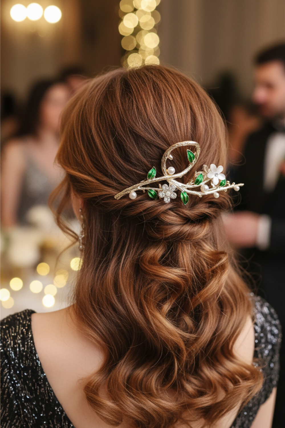 Faux Pearl Decor Flower Design Hair Claw Boho