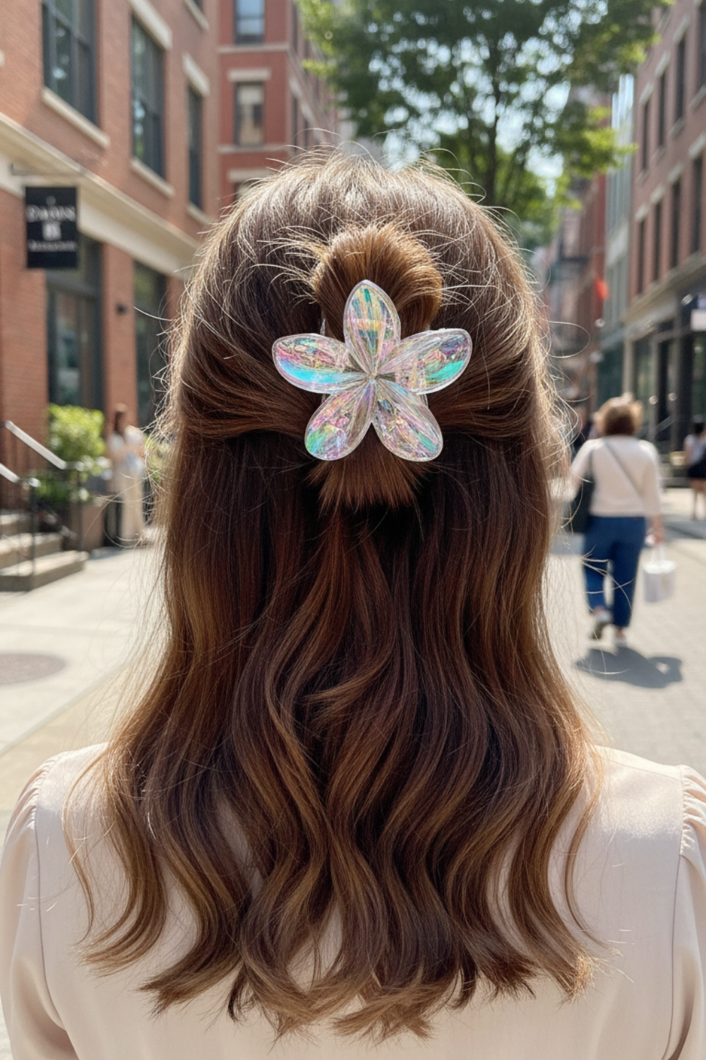 New Laser Gradient Flower Hair Claw Clips