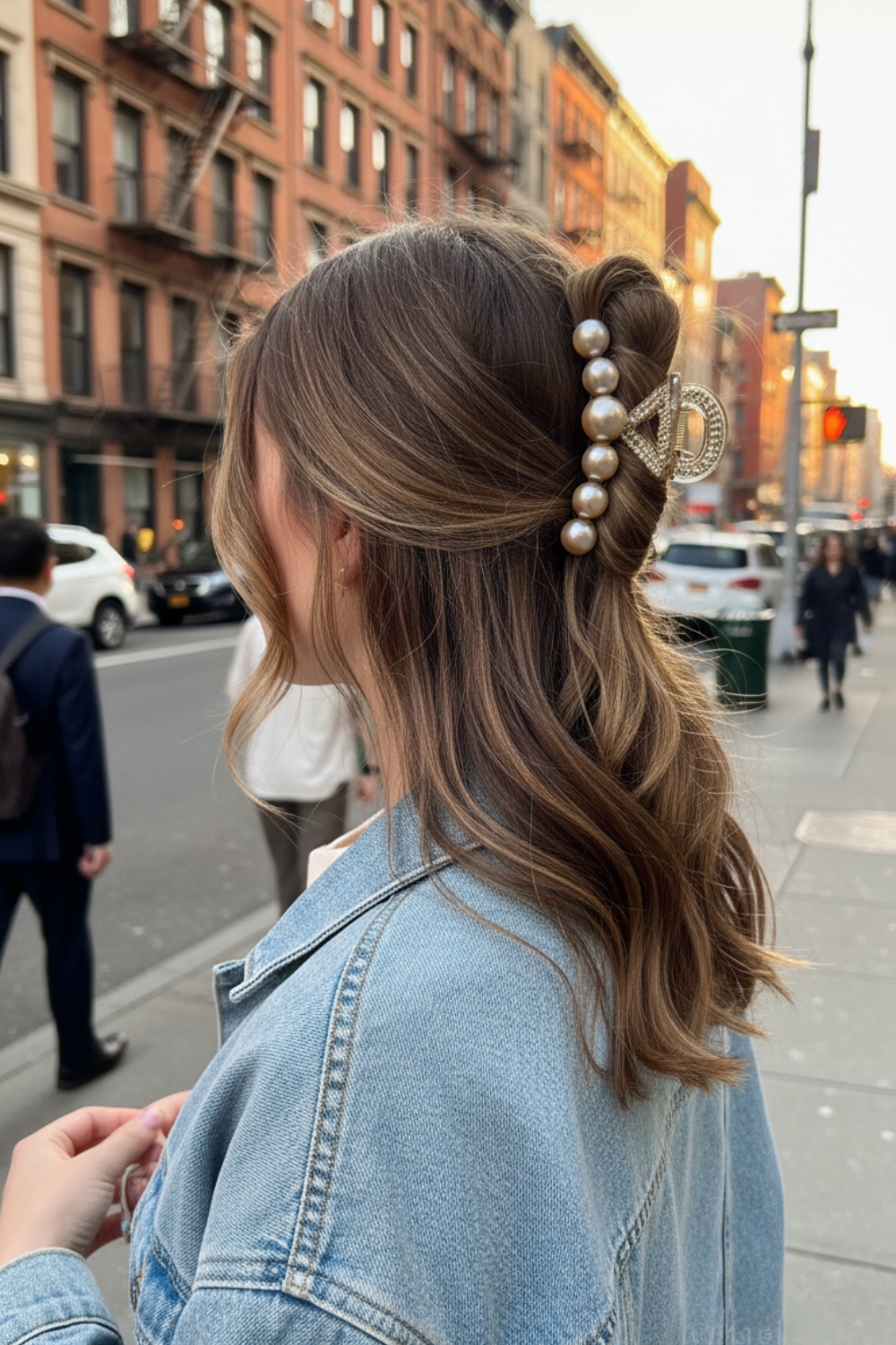 Elegant Pearls Large Cross Hair Claw