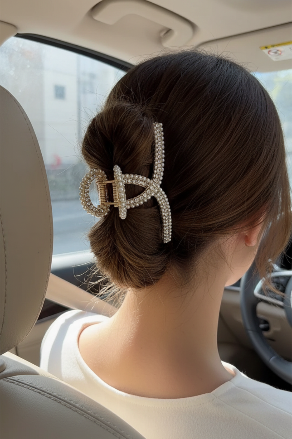 New Pearl Diamond Plate Hair Claw Clip (11 cm)