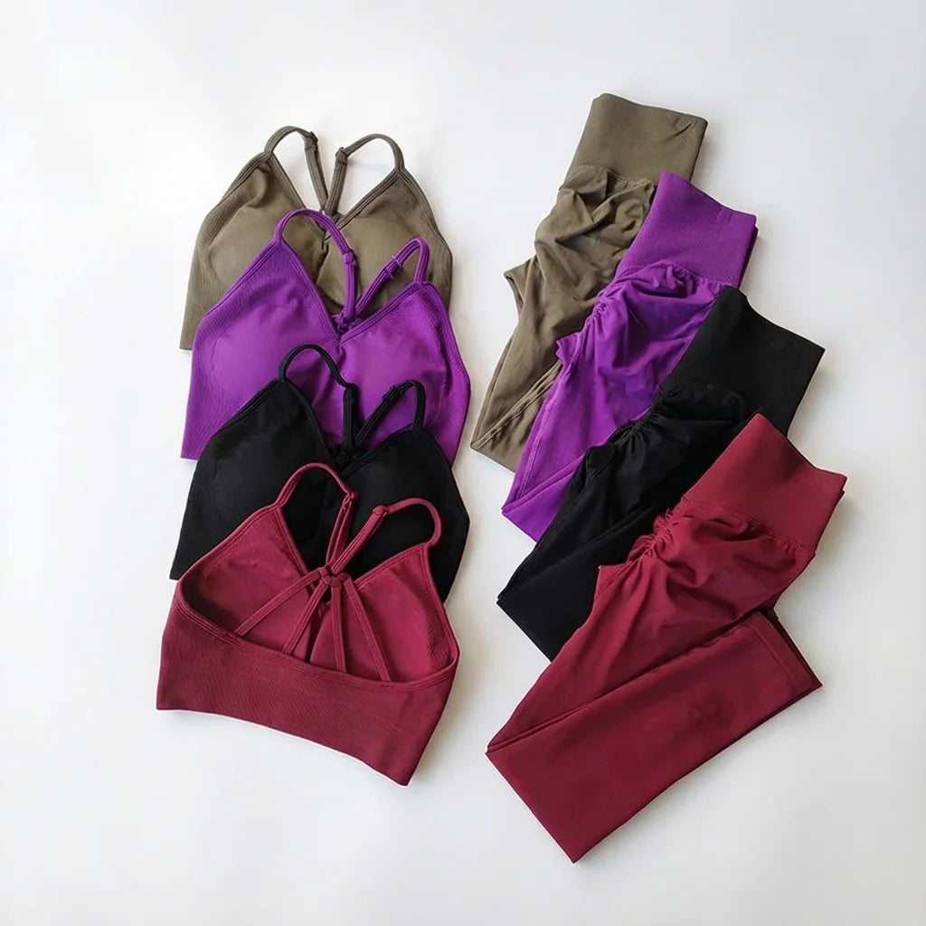 Women's Seamless Yoga Suit High Waist Sports Bra &amp; Leggings Gym Set