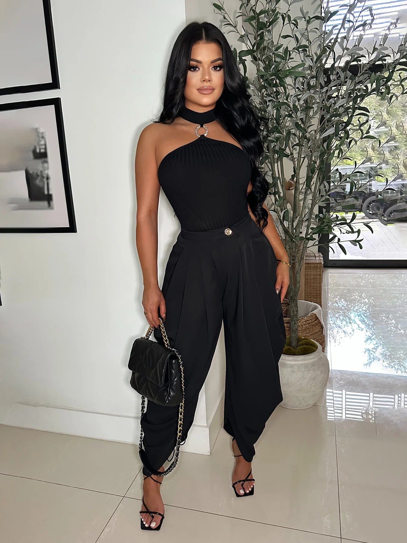 Loose Flower Bud Pants Women High Waist Long Pants