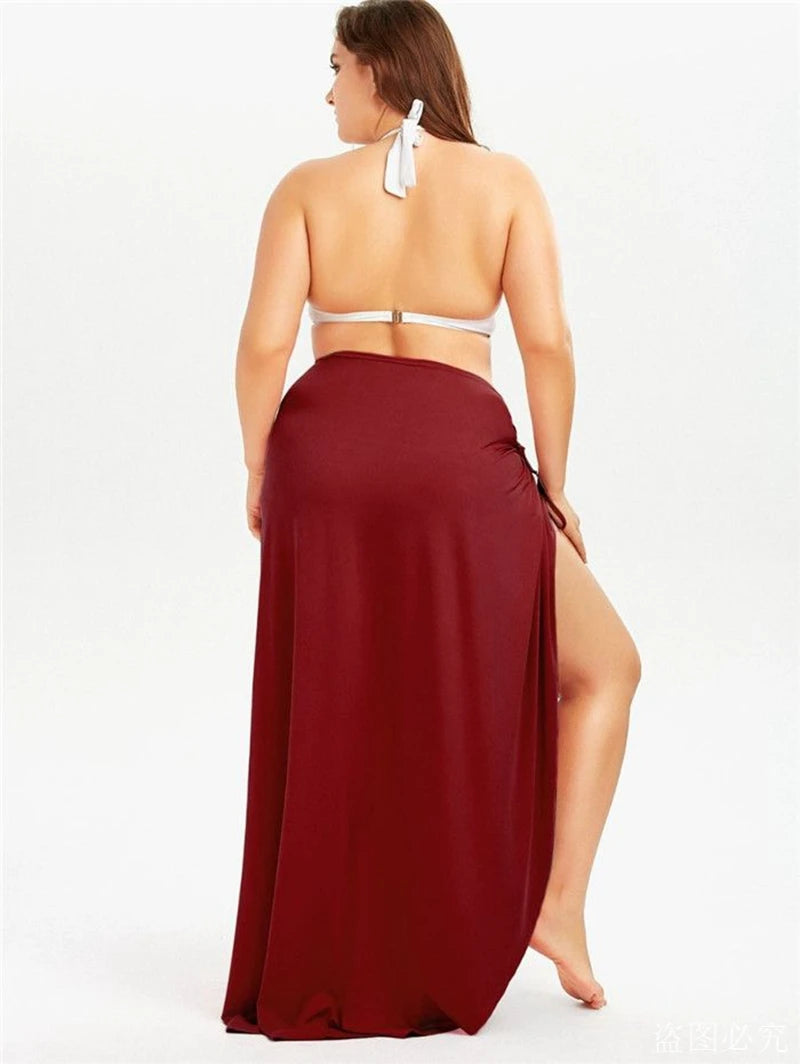 Women's Backless Crossover Swimsuit with Sheer Beach Wrap Skirt – 2K Tank Style