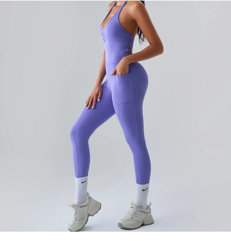Jumpsuit Gym Set Women Training Yoga Suit Sportswear