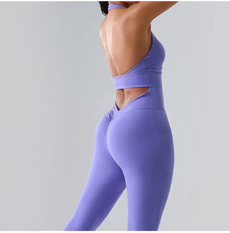 Jumpsuit Gym Set Women Training Yoga Suit Sportswear