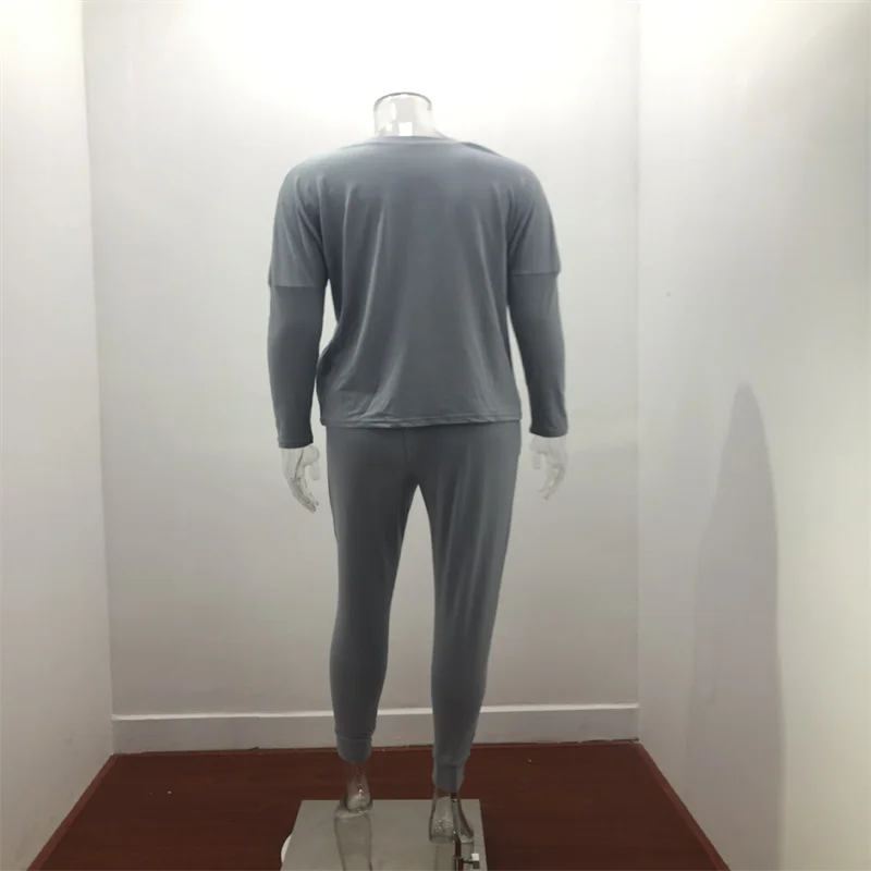 Hot Women's Long Sleeve Round Neck Top and Pants Set