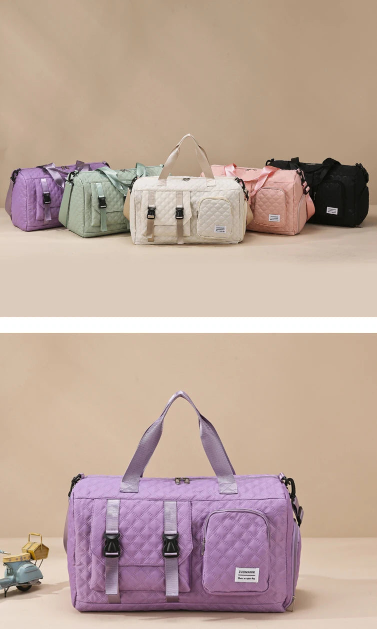 Durable Nylon Travel Duffle Bag, Portable Sports Gym Bag for Overnight Trips