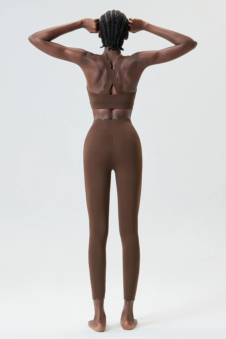 Women’s Solid Color Gym Suit – Two-Piece Super Stretch Fitness &amp; Yoga Set