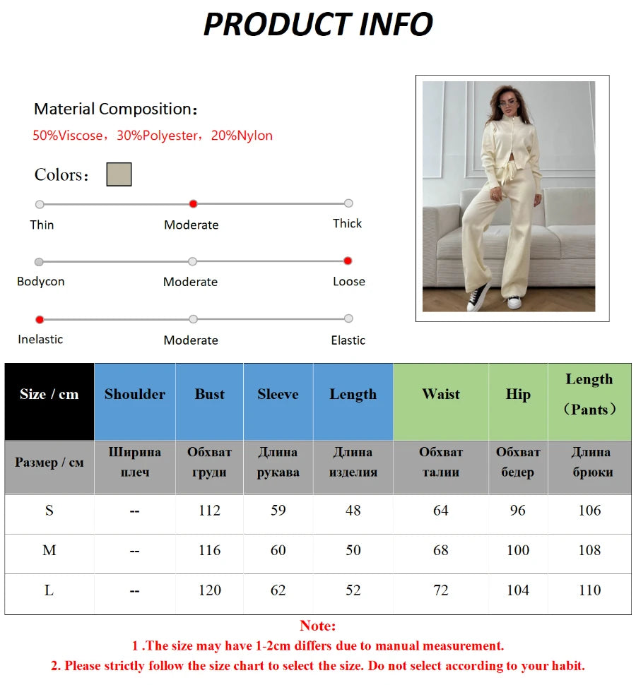 Effortless Elegance for Every Season Zip Up Knit Pants Set