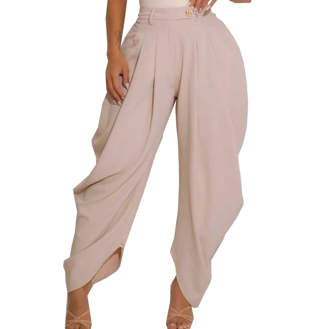 Loose Flower Bud Pants Women High Waist Long Pants