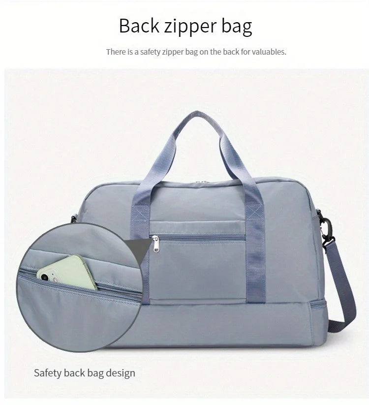 Expandable Travel Duffle Bag for Women, Sports Handbag, Fitness Bag, Large Capacity