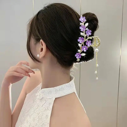 2026 Flower Tassels Hair Claw for Women Shark Clip