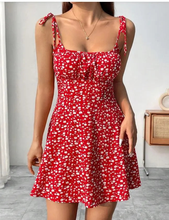 New Women Summer Floral Spaghetti Strap Sexy Dresses