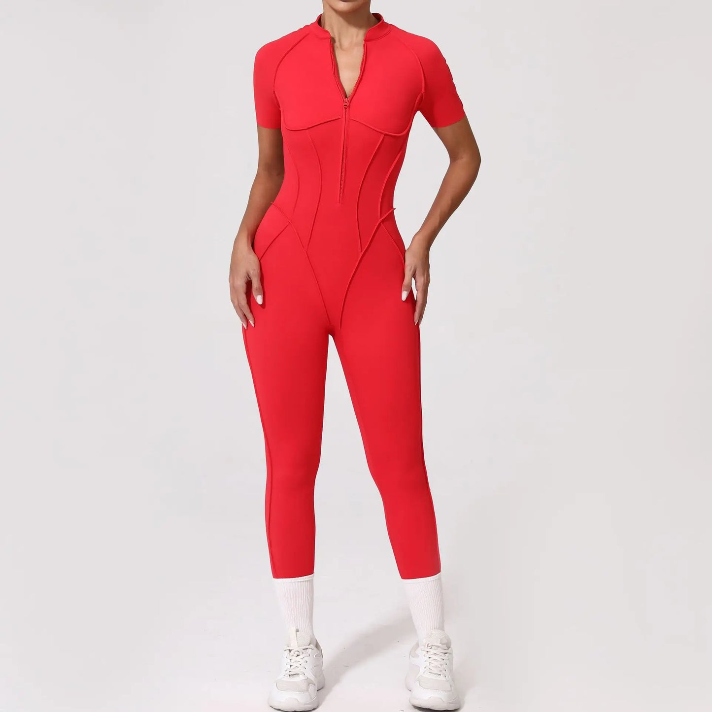 New Seamless Yoga Jumpsuits Sports Fitness Hip-lifting Backless Skinny Zipper