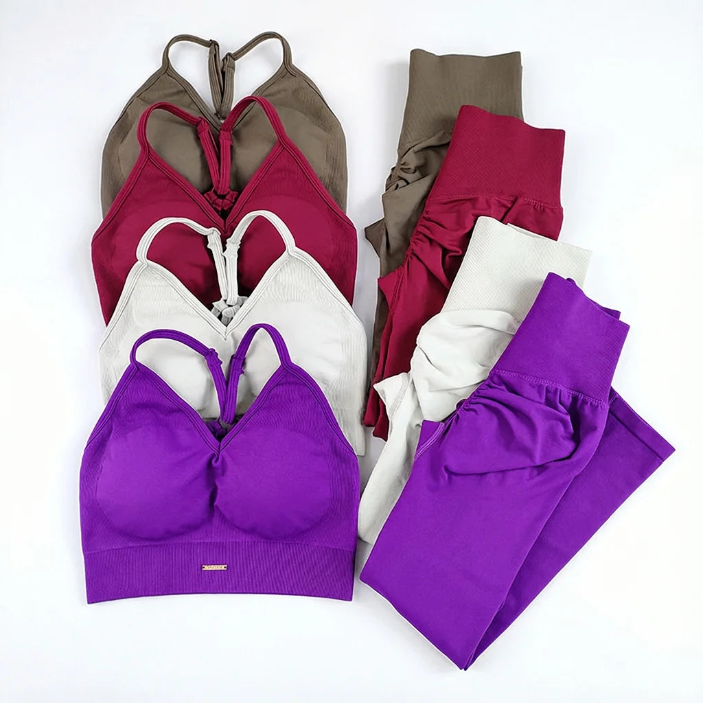 Women's Seamless Yoga Suit High Waist Sports Bra &amp; Leggings Gym Set