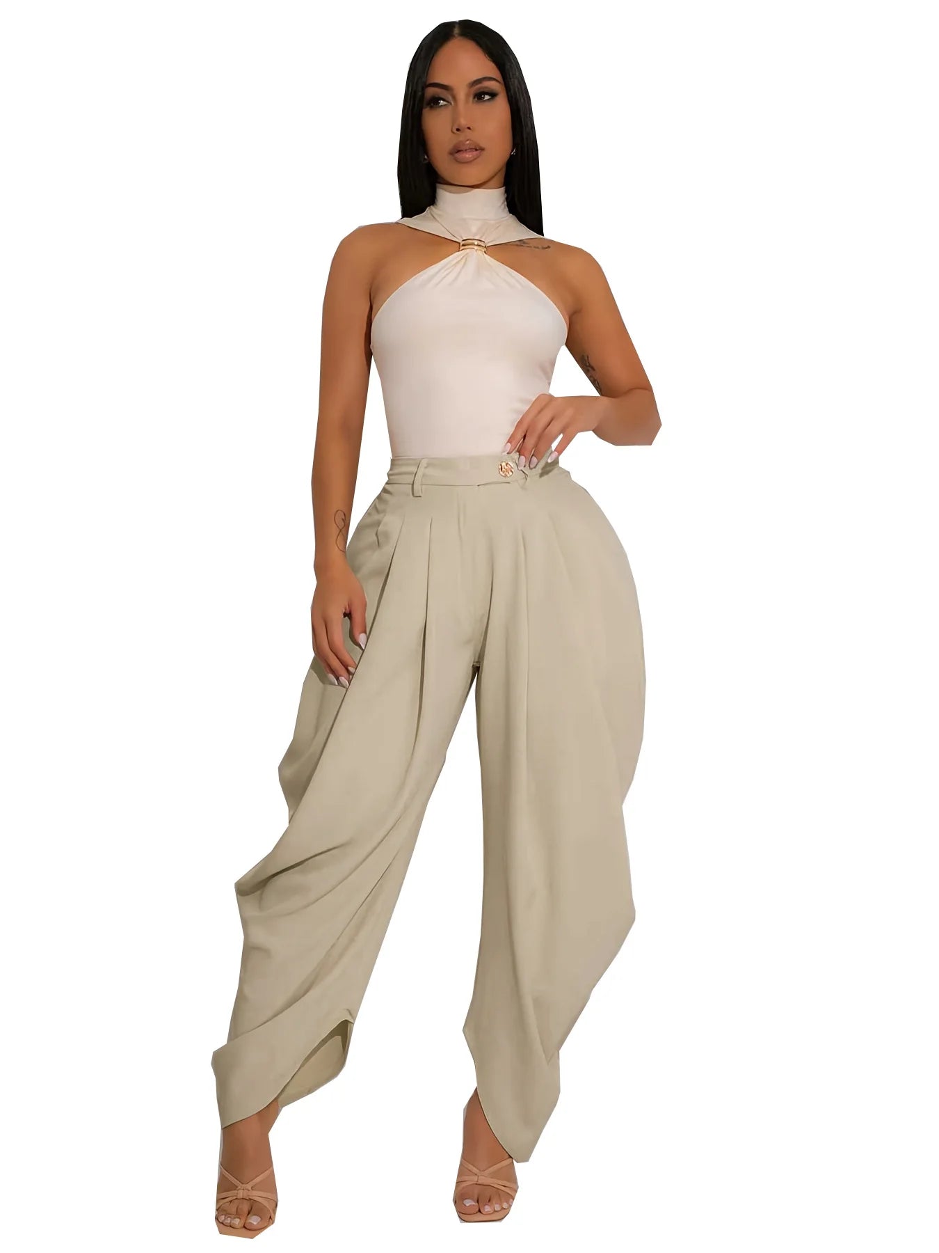 Loose Flower Bud Pants Women High Waist Long Pants