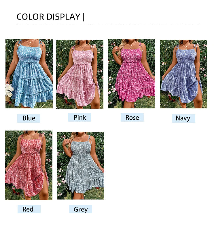 Plus Size Women's Mini Floral Dresses Half Bodycon Short Sleeve Summer Sling Comfortable Casual Best Choice for Summer