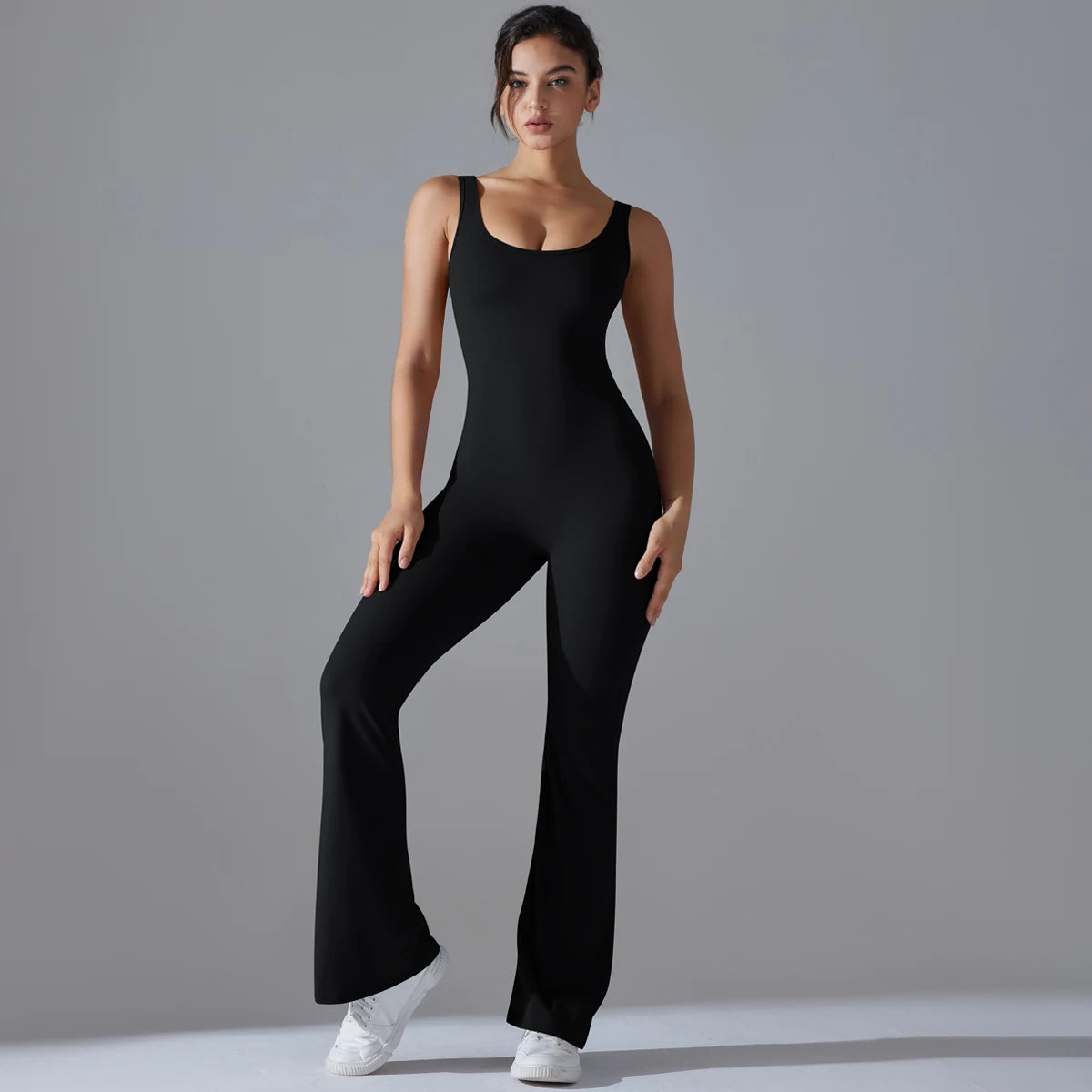 Sexy Back V Jumpsuit Gym Set Women Training Yoga Suit