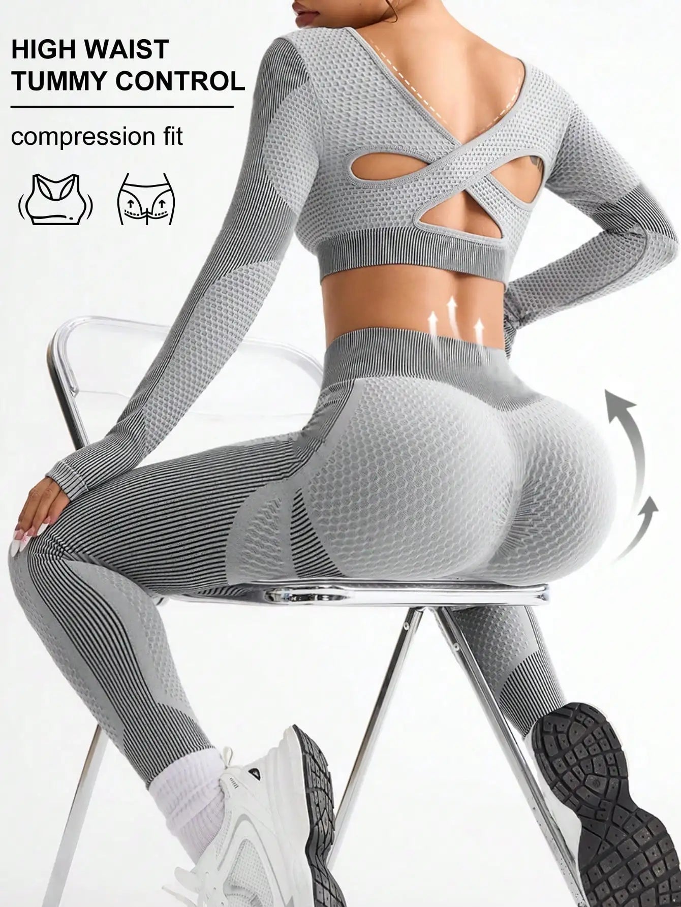 2pcs Hot-selling New Sports Tight Running Breathable Seamless Yoga Suit Women's