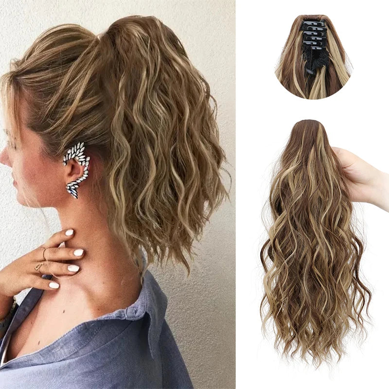 Water Wave Curly Claw Clip-in Ponytail Hair Extension