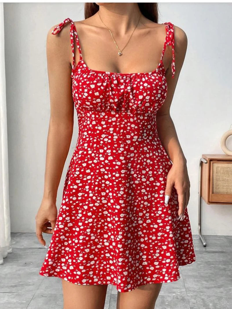 New Women Summer Floral Spaghetti Strap Sexy Dresses