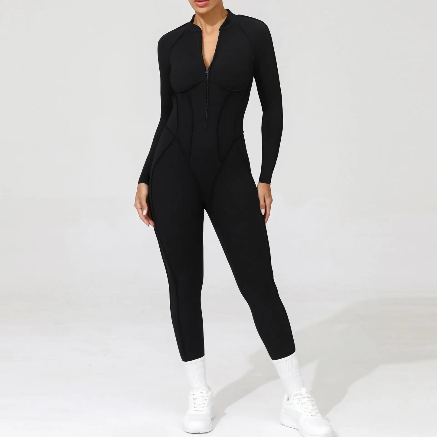 New Seamless Yoga Jumpsuits Sports Fitness Hip-lifting Backless Skinny Zipper