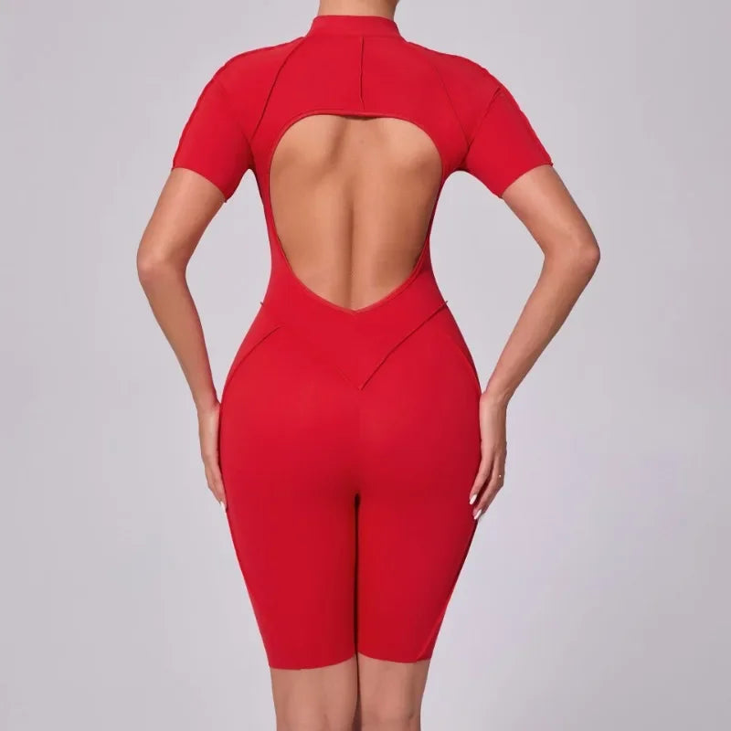 New Seamless Yoga Jumpsuits Sports Fitness Hip-lifting Backless Skinny Zipper
