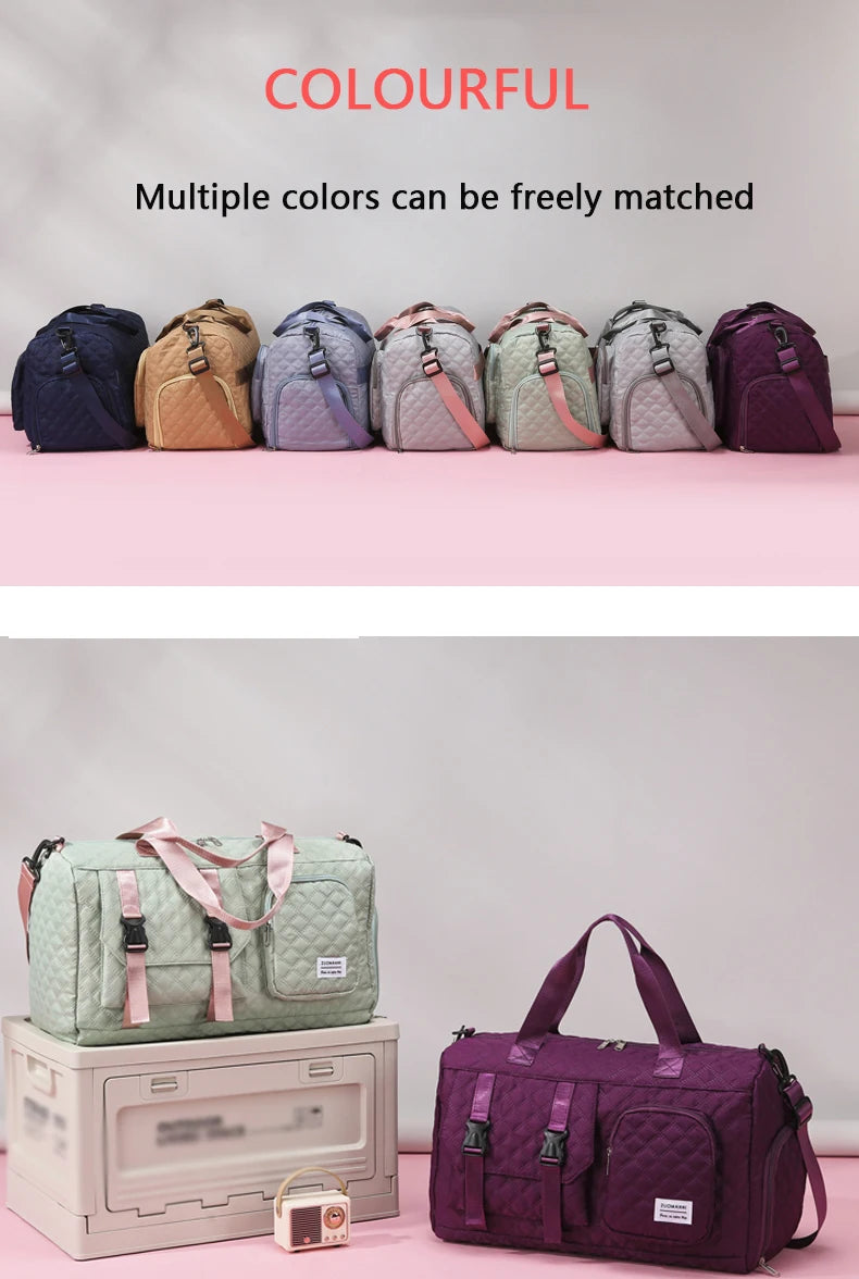 Durable Nylon Travel Duffle Bag, Portable Sports Gym Bag for Overnight Trips