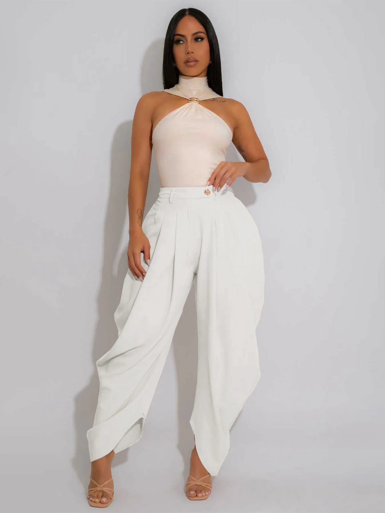 Loose Flower Bud Pants Women High Waist Long Pants