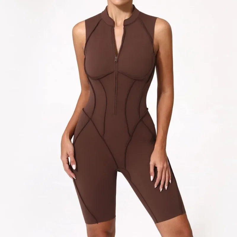 New Seamless Yoga Jumpsuits Sports Fitness Hip-lifting Backless Skinny Zipper