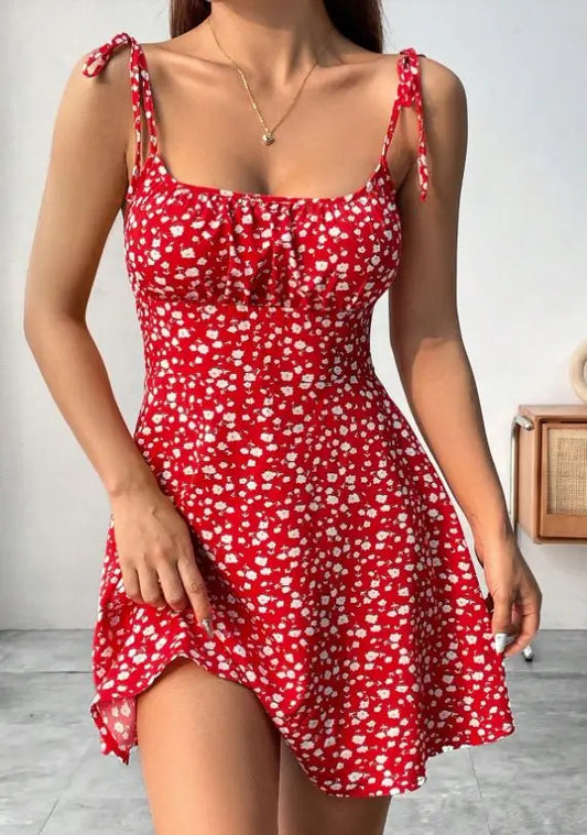 New Women Summer Floral Spaghetti Strap Sexy Dresses