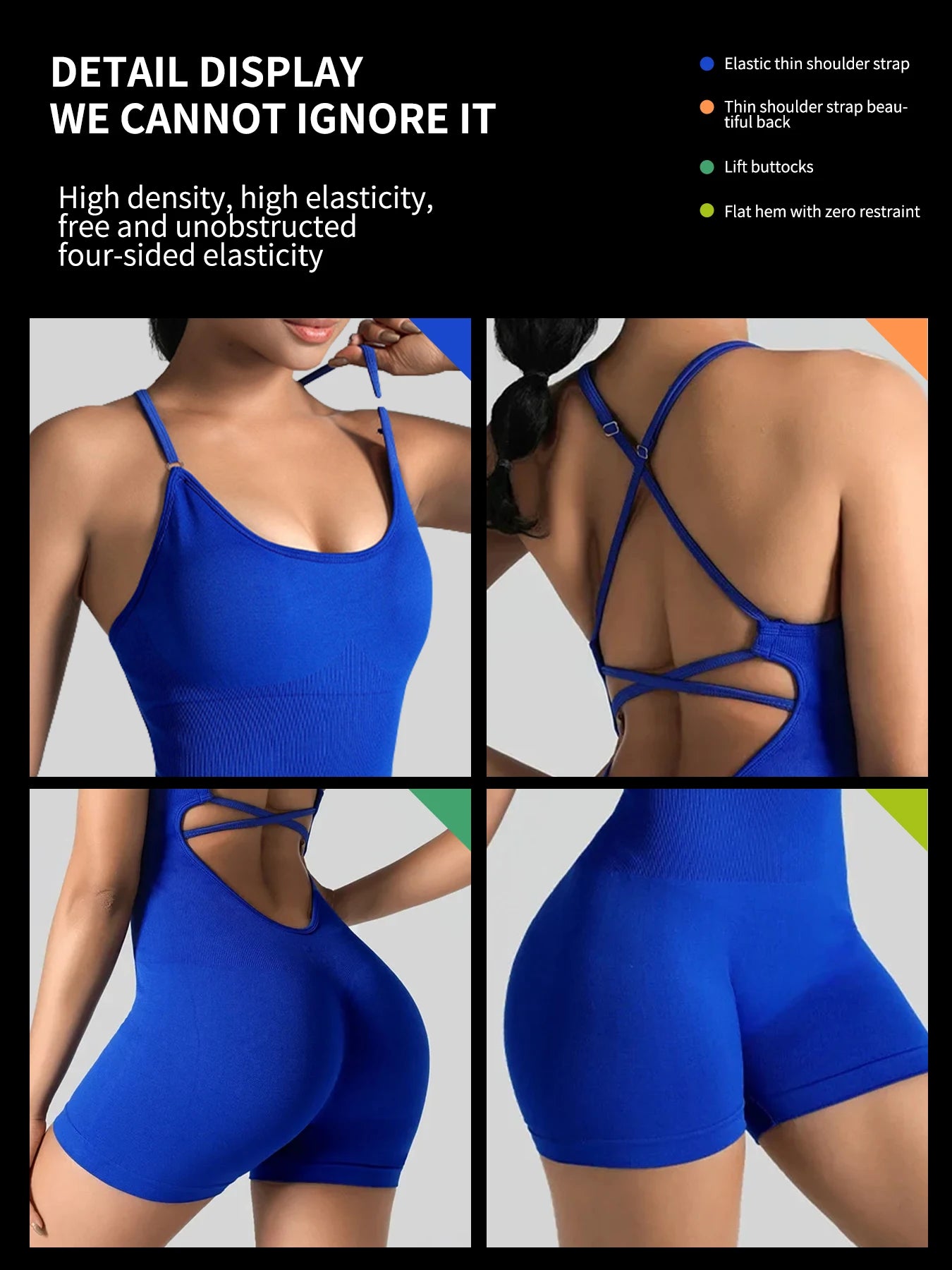 One-Piece Yoga Jumpsuit – Women’s Skinny Short Fitness Bodysuit