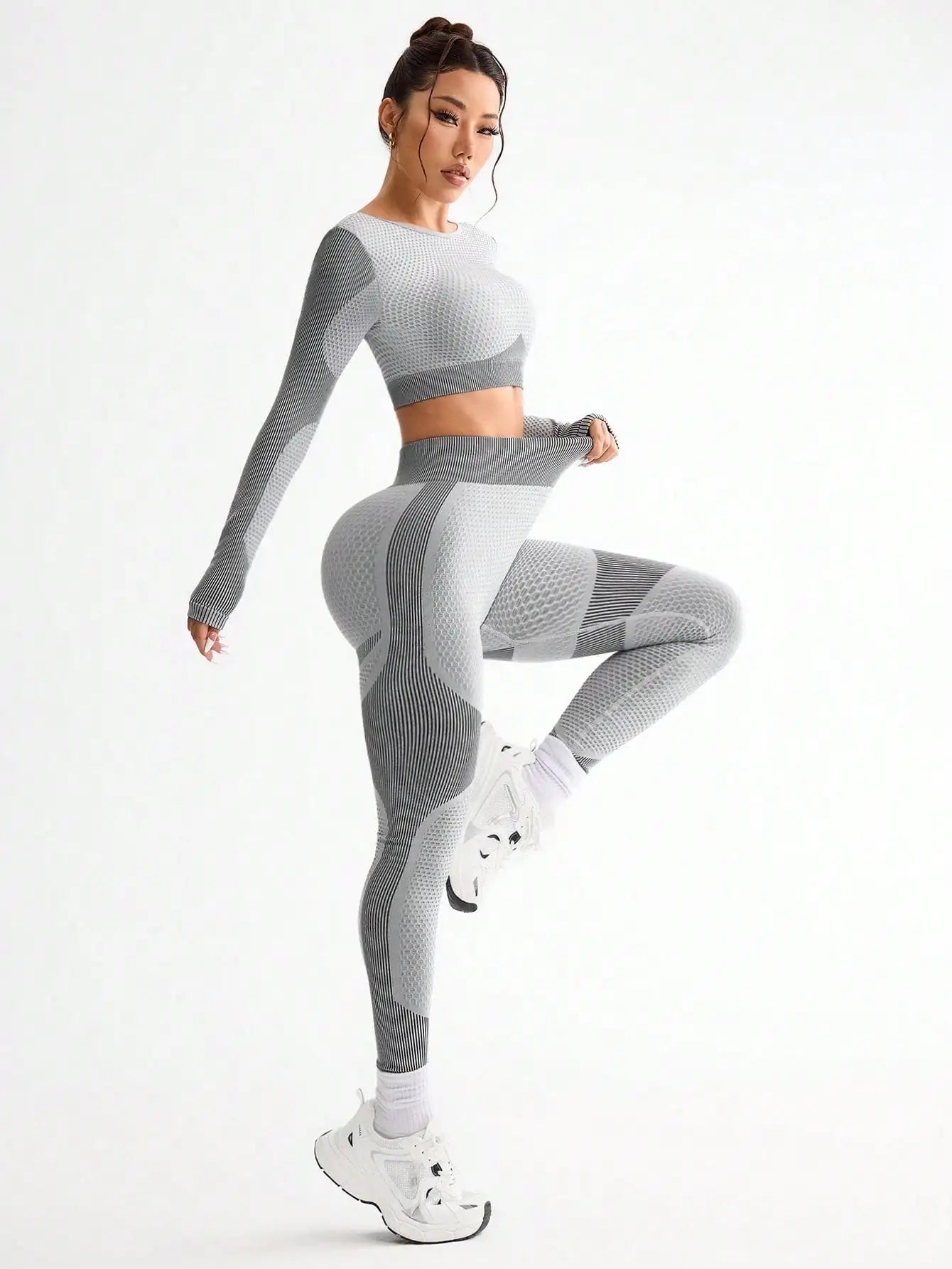 2pcs Hot-selling New Sports Tight Running Breathable Seamless Yoga Suit Women's