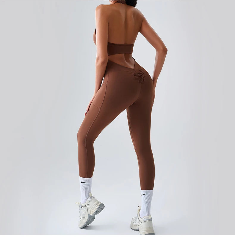 Jumpsuit Gym Set Women Training Yoga Suit Sportswear