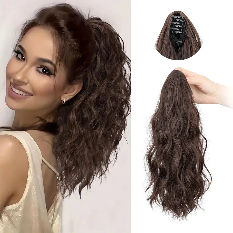 Water Wave Curly Claw Clip-in Ponytail Hair Extension