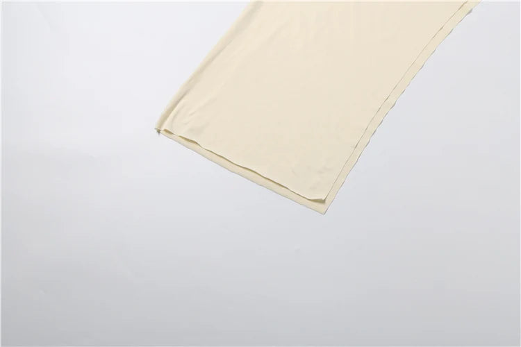 Nibber Elegant 2-Piece Set – Irregular Sleeve Crop Top &amp; Elastic Waist Long Skirt