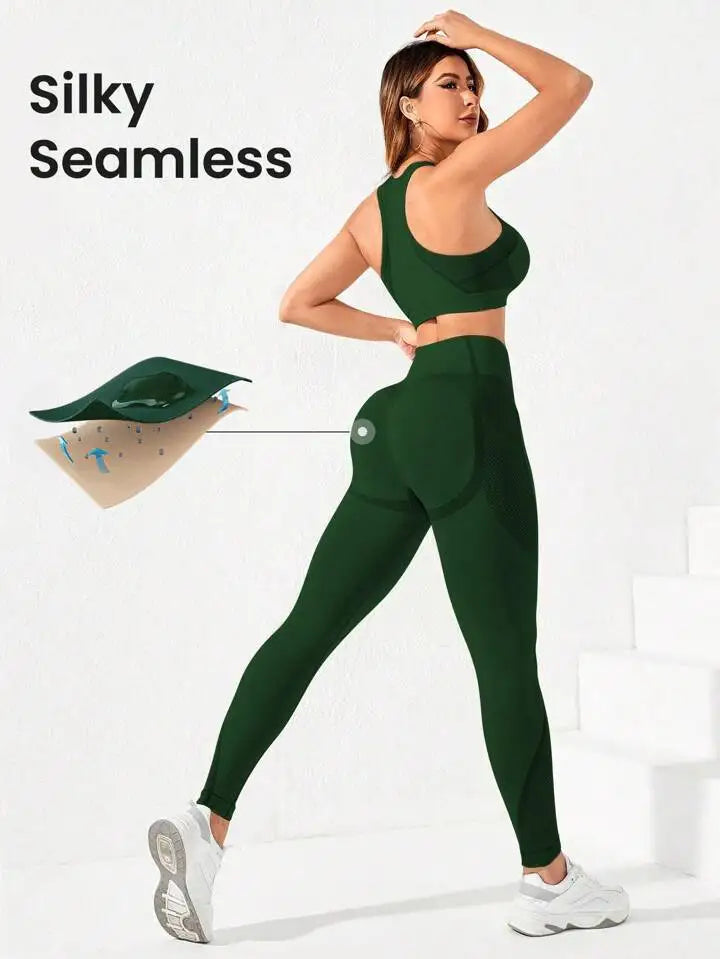 2-piece suit, women's yoga suit, beautiful back high waist trousers combination