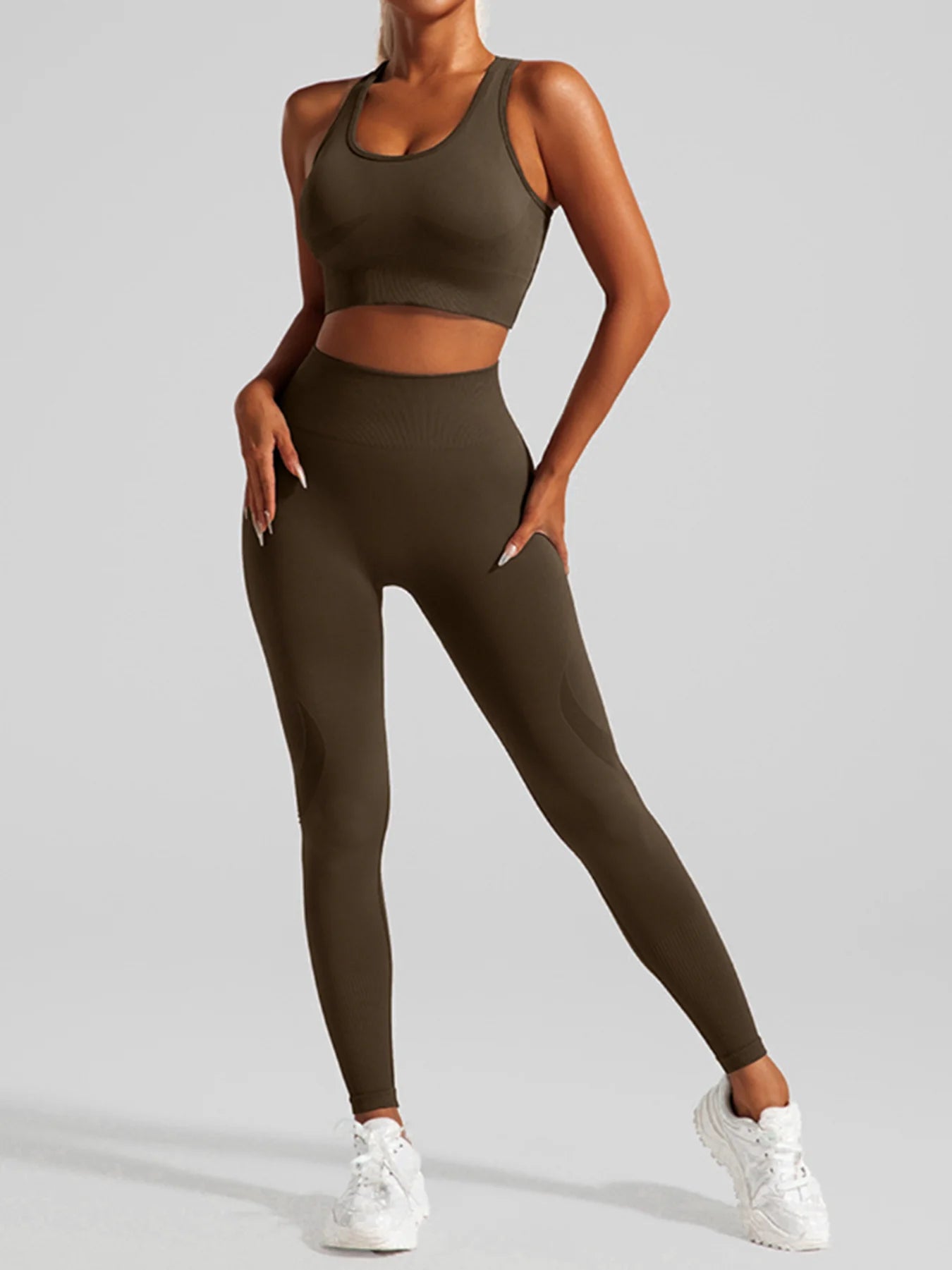 Women's Seamless Workout Set High Waisted Yoga Pants & Sports Bra