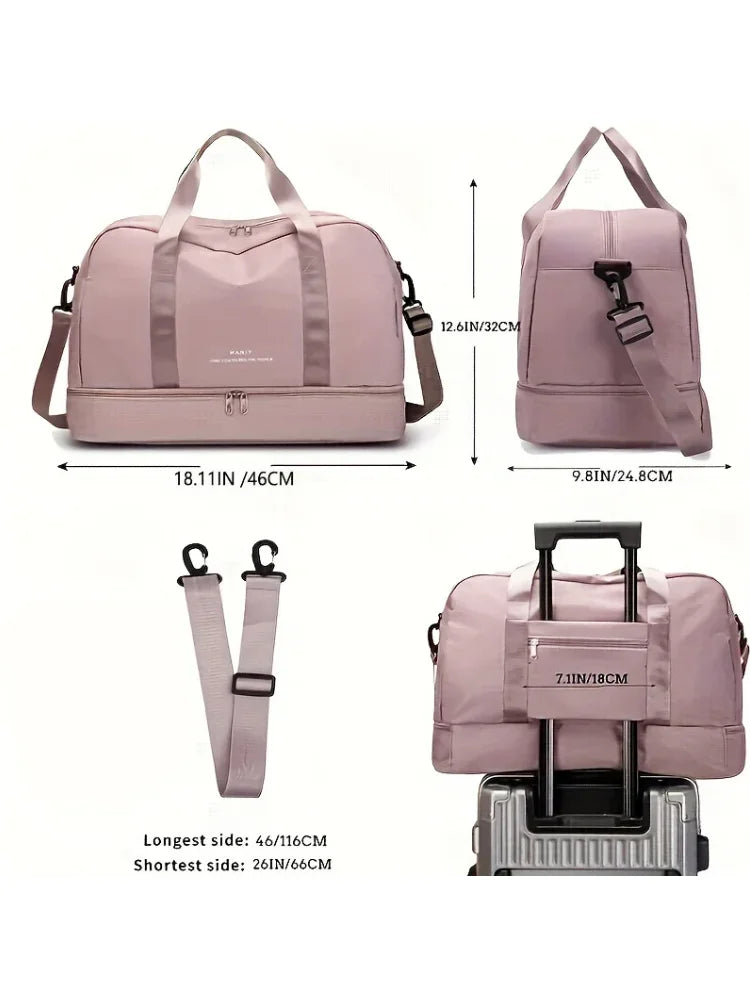 Expandable Travel Duffle Bag for Women, Sports Handbag, Fitness Bag, Large Capacity